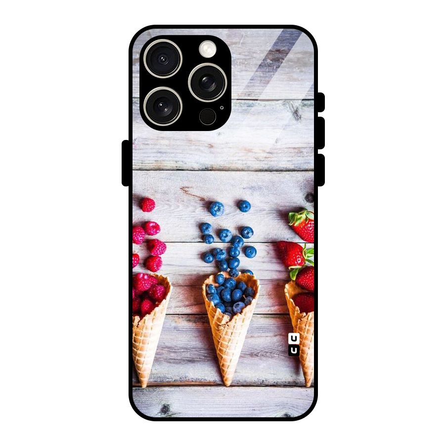Cone Fruits Design Glass Back Case for iPhone 15 Pro Max