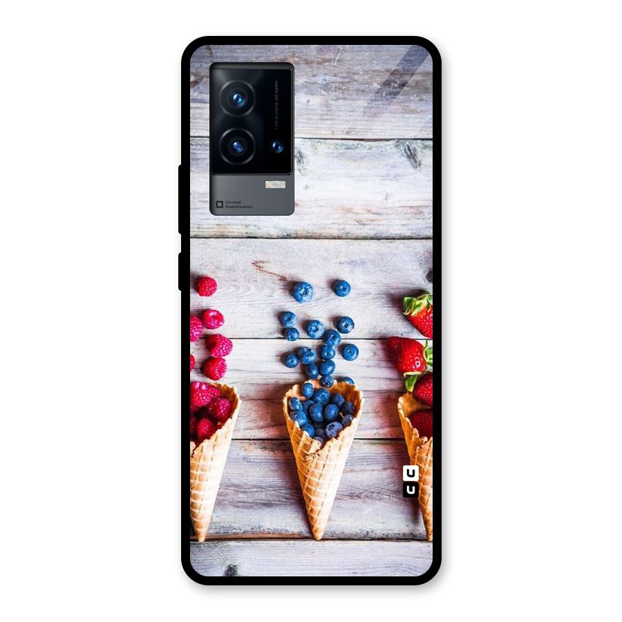 Cone Fruits Design Glass Back Case for iQOO 9 5G