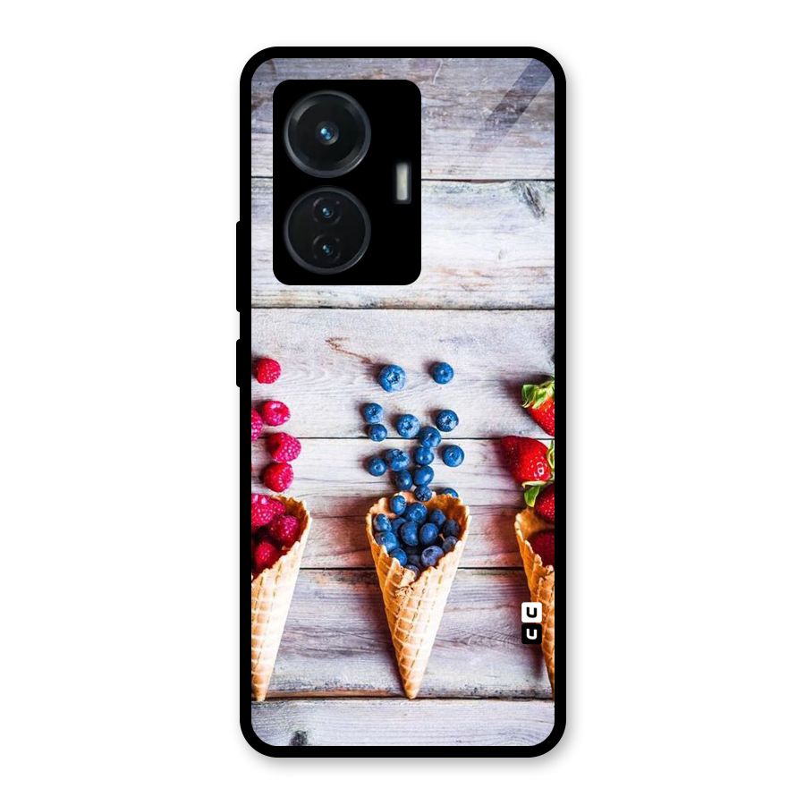 Cone Fruits Design Glass Back Case for iQOO Z6 44W