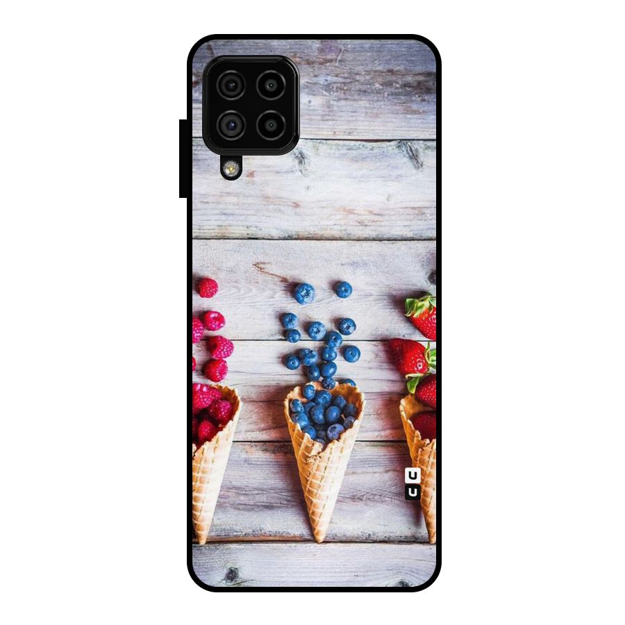 Cone Fruits Design Metal Back Case for Galaxy A22 4G