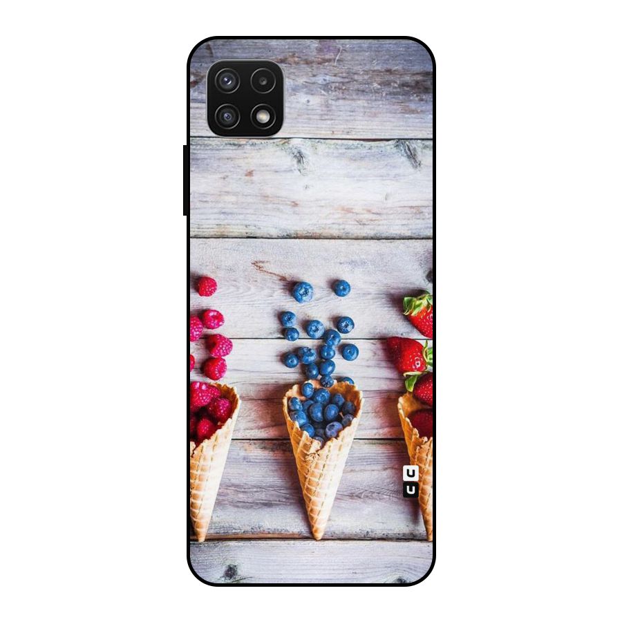 Cone Fruits Design Metal Back Case for Galaxy A22 5G