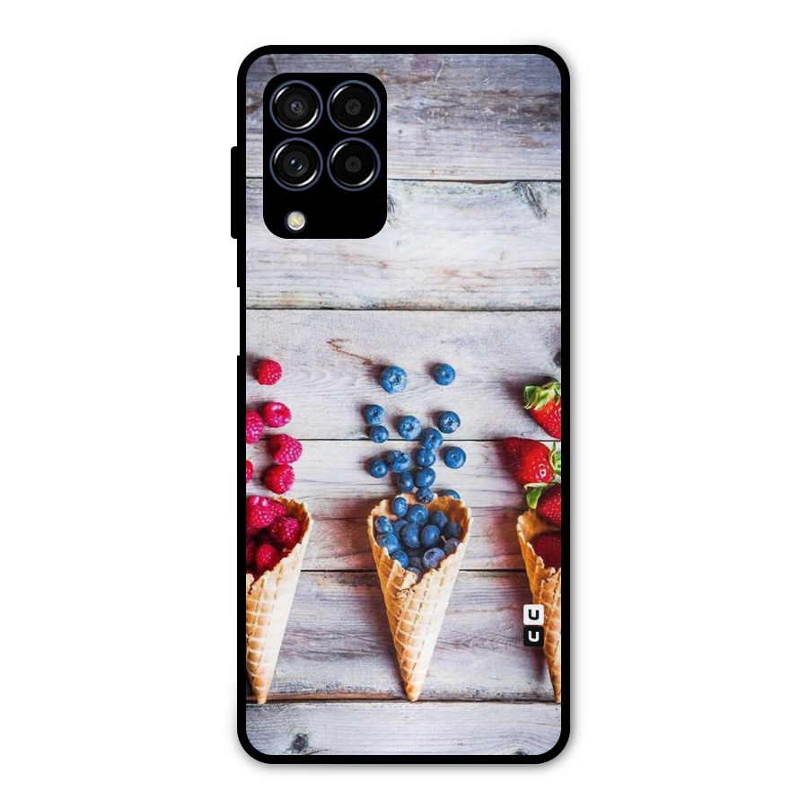 Cone Fruits Design Metal Back Case for Galaxy M53 5G