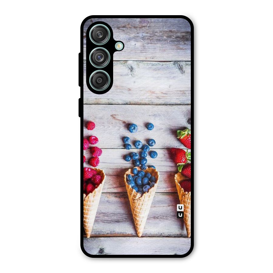 Cone Fruits Design Metal Back Case for Galaxy M55 5G