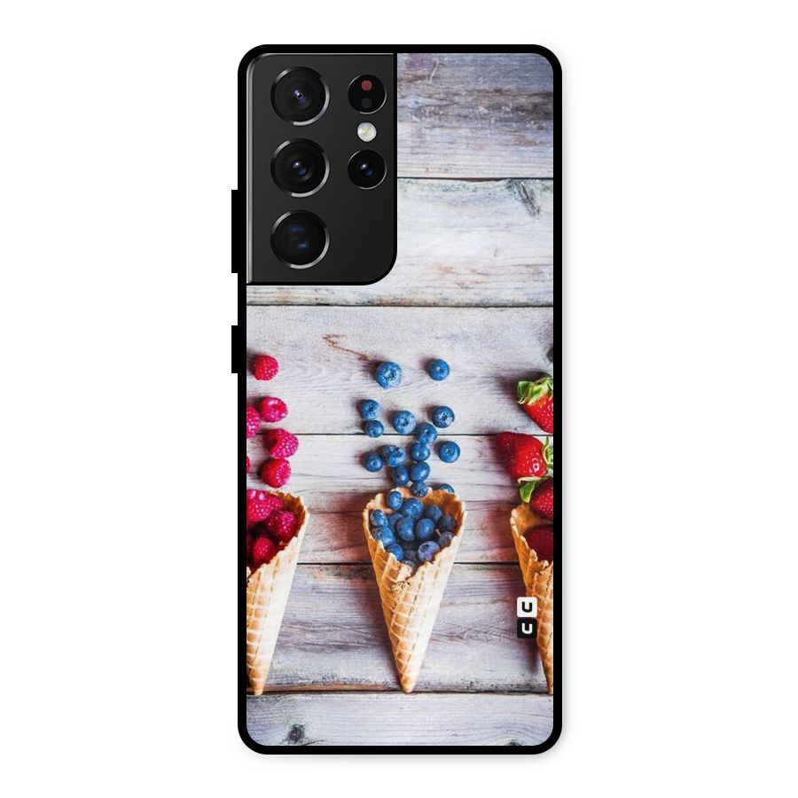 Cone Fruits Design Metal Back Case for Galaxy S21 Ultra 5G