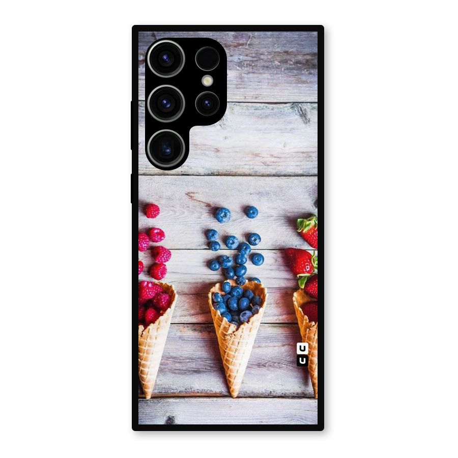 Cone Fruits Design Metal Back Case for Galaxy S23 Ultra