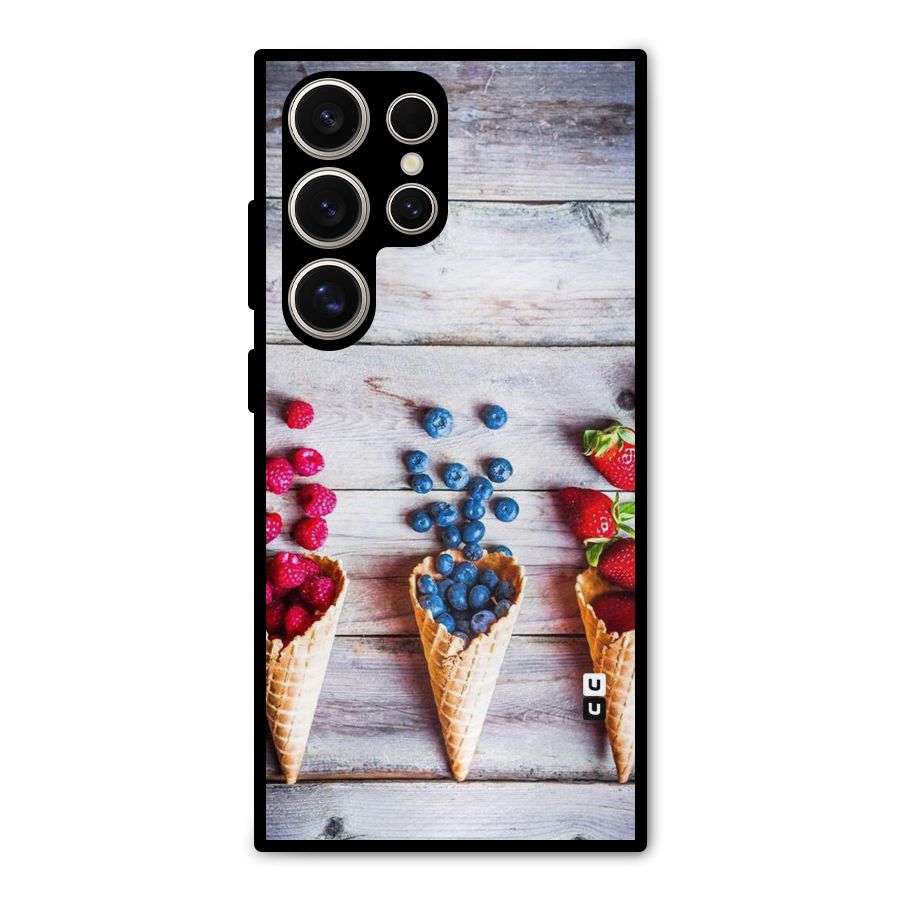 Cone Fruits Design Metal Back Case for Galaxy S24 Ultra