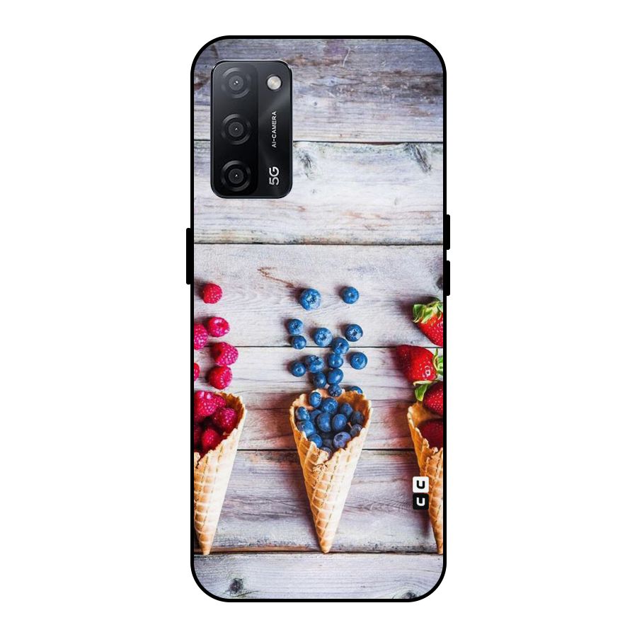 Cone Fruits Design Metal Back Case for Oppo A53s 5G