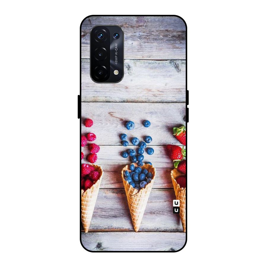 Cone Fruits Design Metal Back Case for Oppo A74 5G