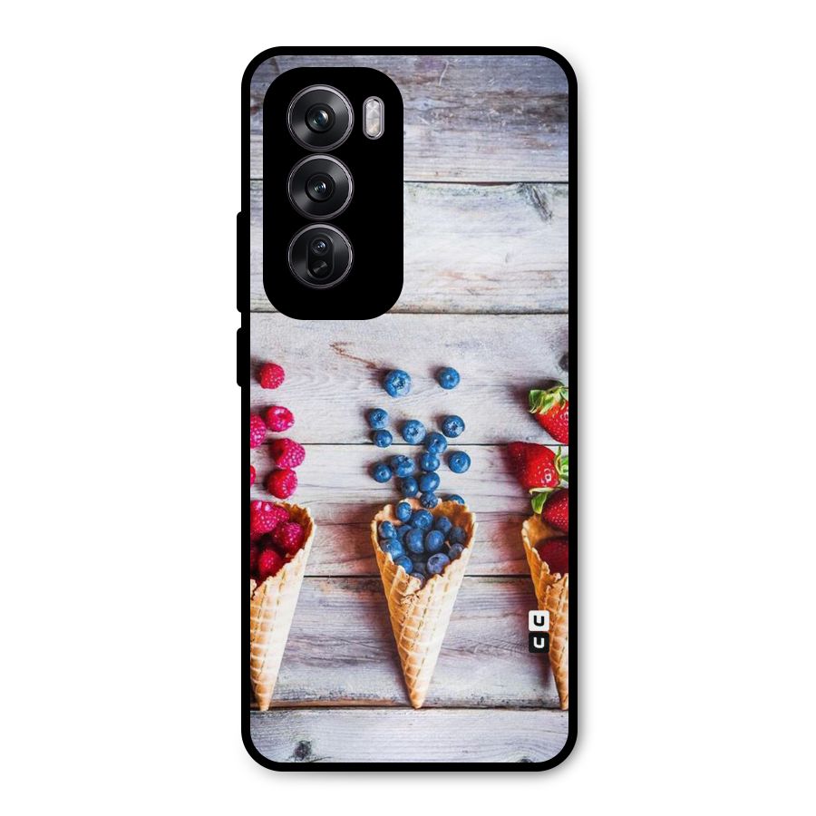 Cone Fruits Design Metal Back Case for Oppo Reno12 Pro