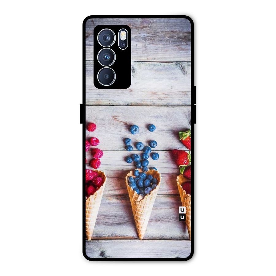 Cone Fruits Design Metal Back Case for Oppo Reno6 Pro 5G
