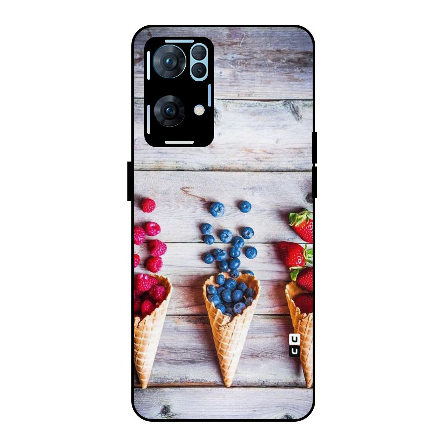 Cone Fruits Design Metal Back Case for Oppo Reno7 Pro 5G