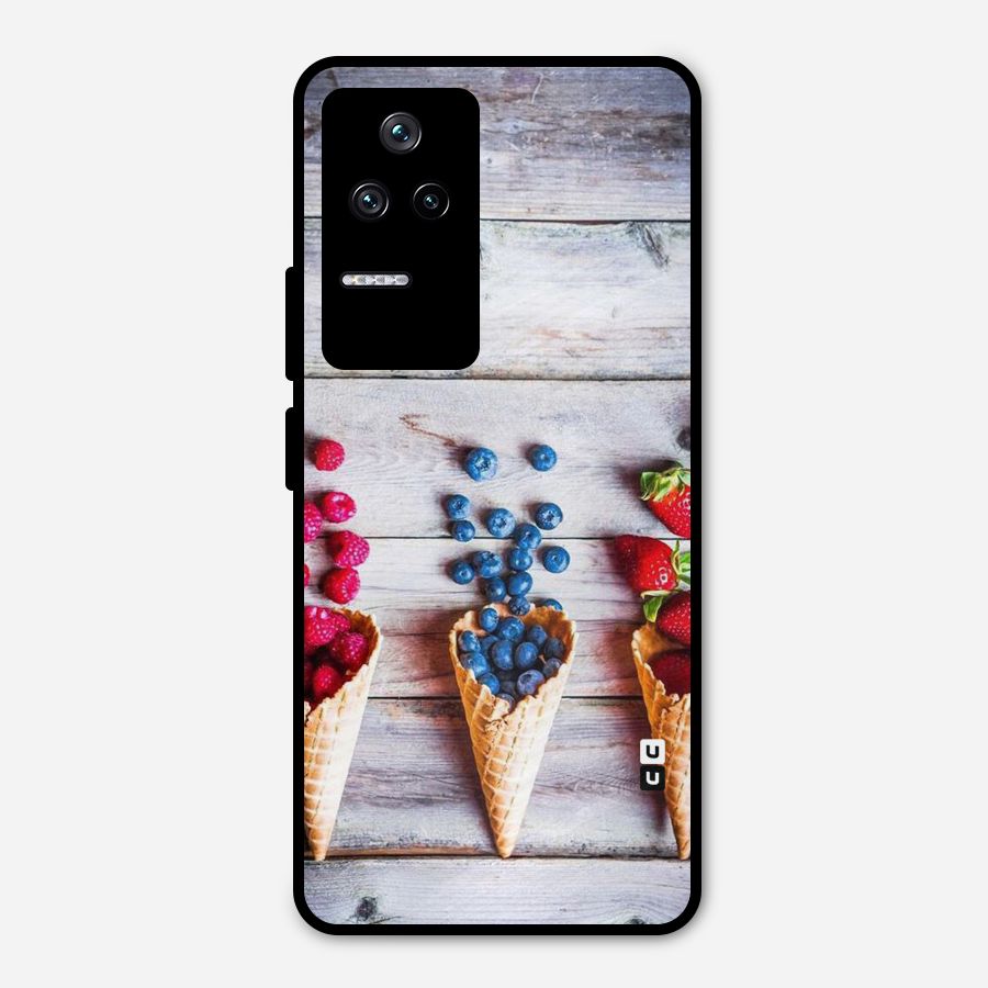 Cone Fruits Design Metal Back Case for Poco F4 5G