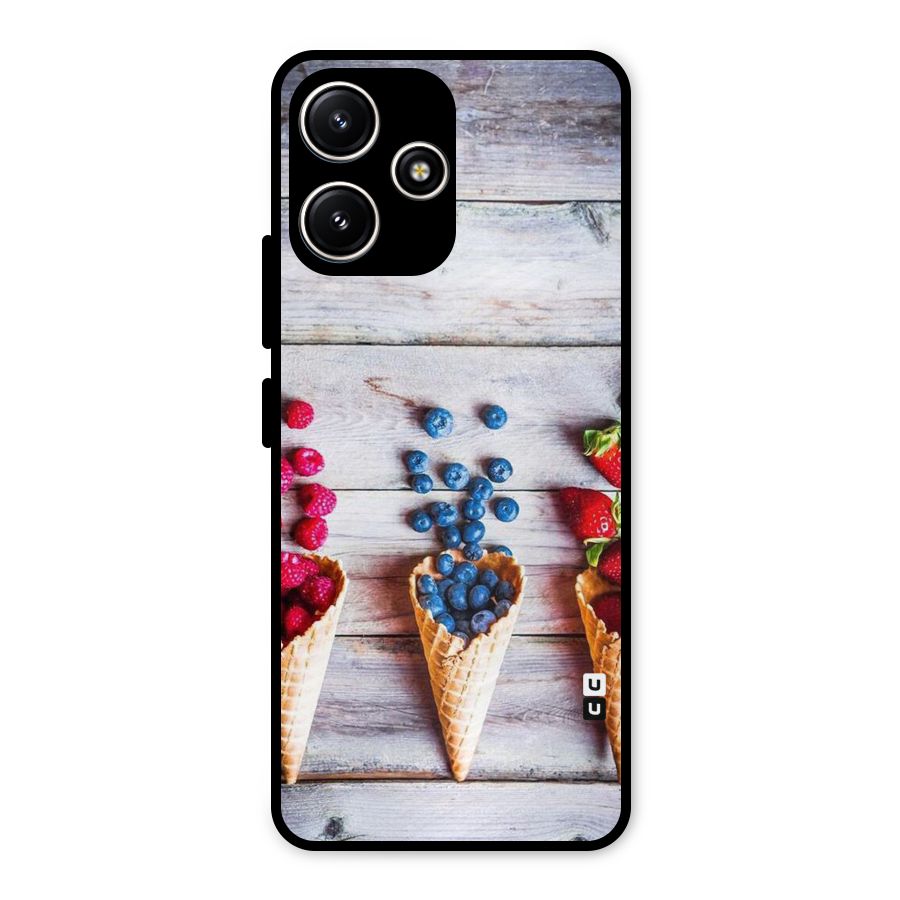 Cone Fruits Design Metal Back Case for Poco M6 Pro