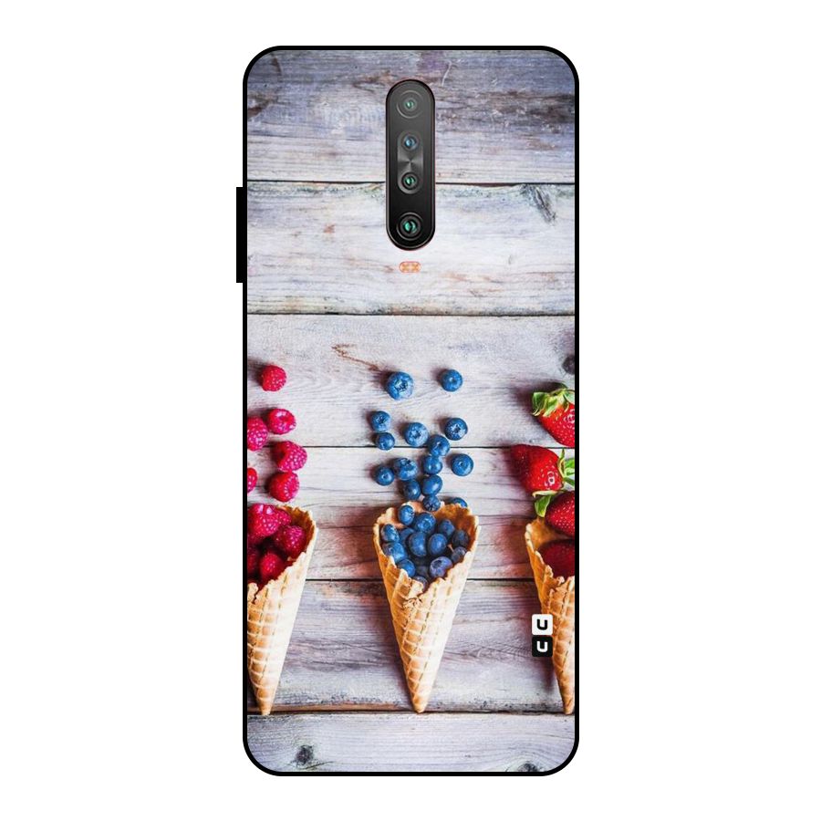 Cone Fruits Design Metal Back Case for Poco X2