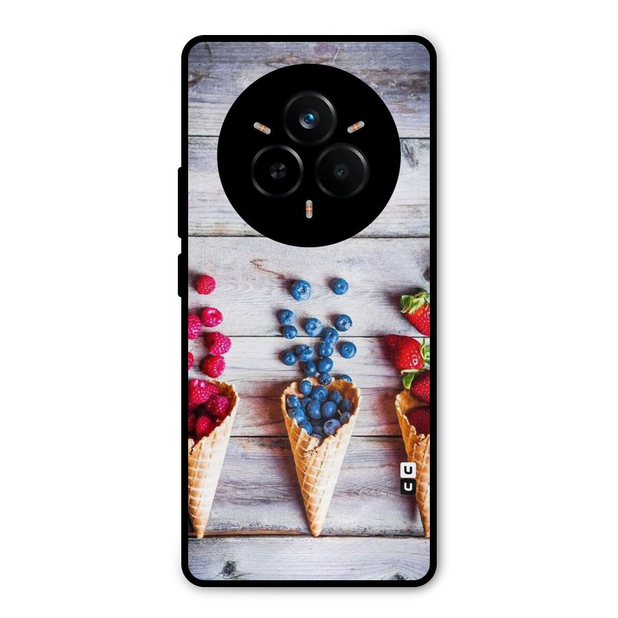 Cone Fruits Design Metal Back Case for Realme 14 Pro