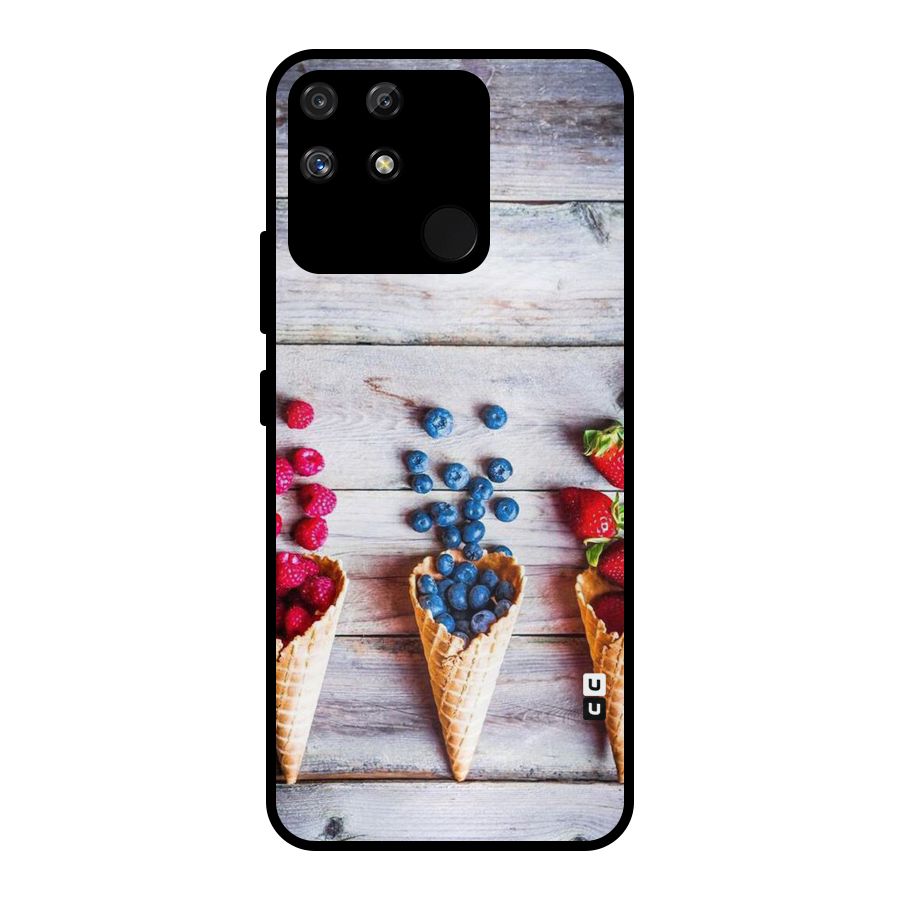 Cone Fruits Design Metal Back Case for Realme Narzo 50A