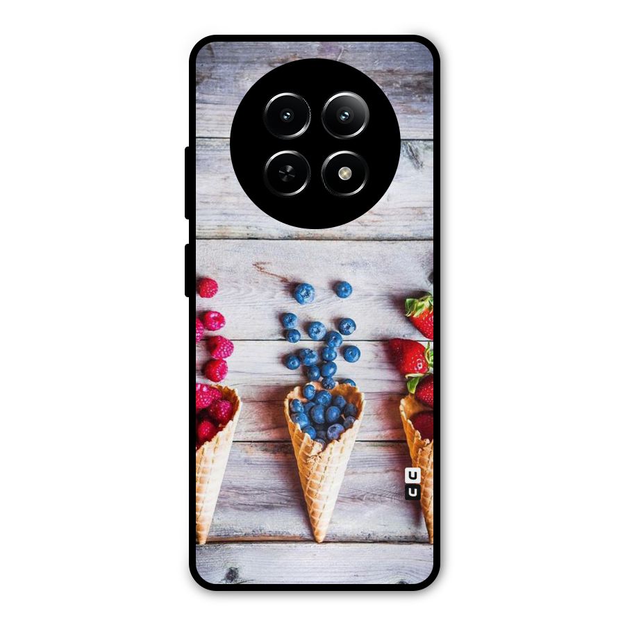 Cone Fruits Design Metal Back Case for Realme Narzo 70x 5G