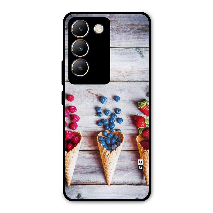 Cone Fruits Design Metal Back Case for Vivo T3 5G