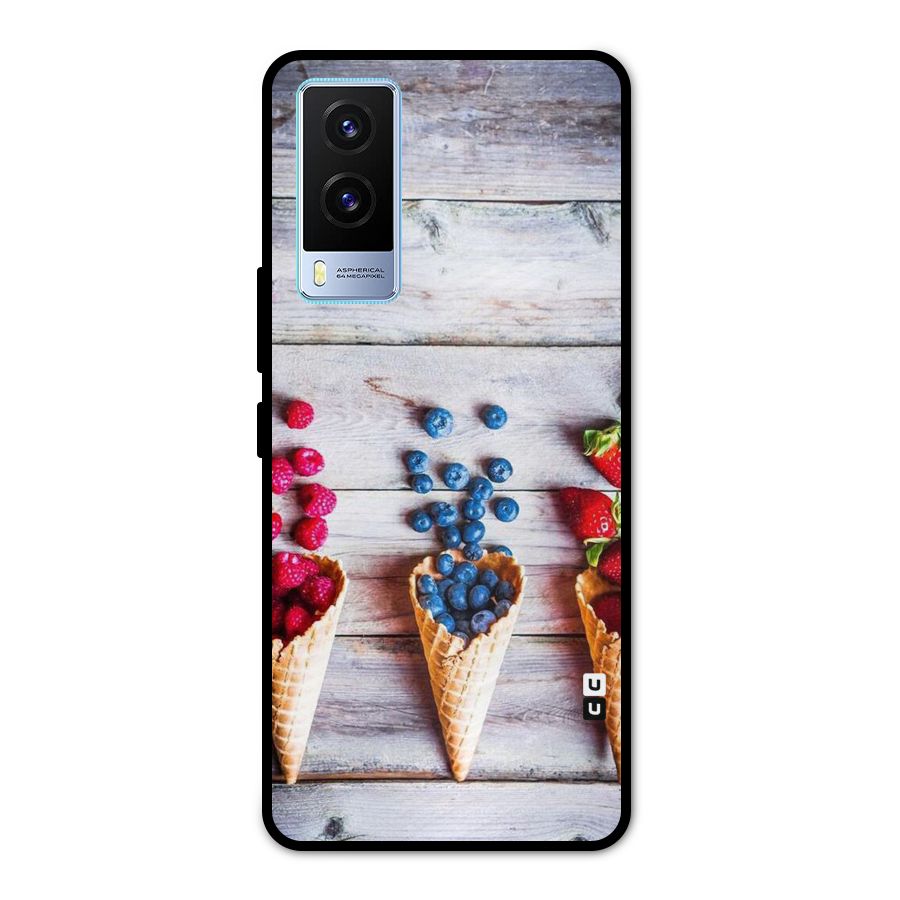 Cone Fruits Design Metal Back Case for Vivo V21e 5G
