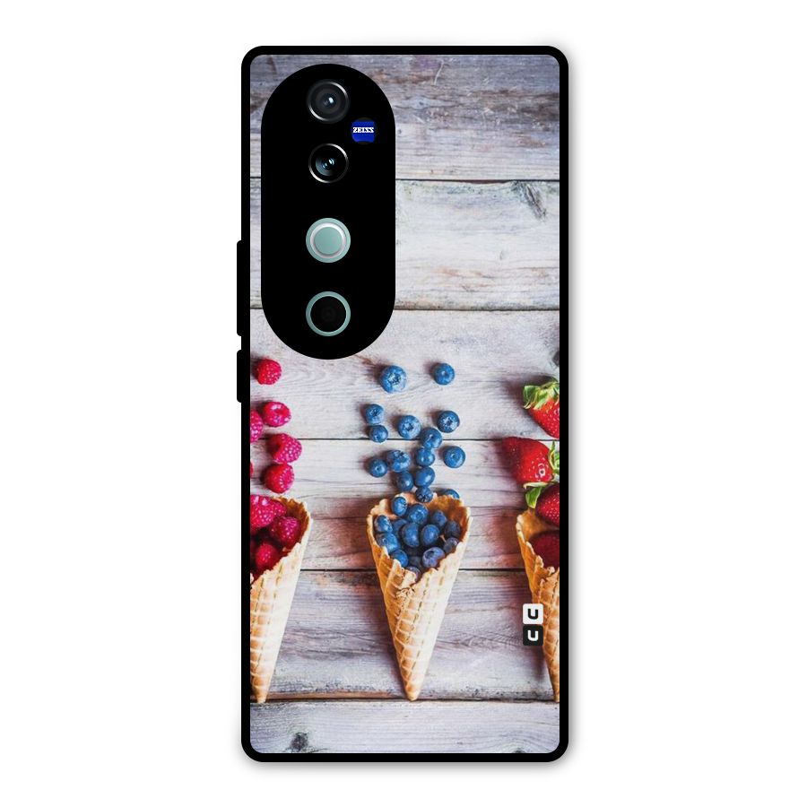 Cone Fruits Design Metal Back Case for Vivo V40 Pro