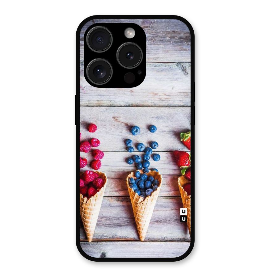 Cone Fruits Design Metal Back Case for iPhone 15 Pro