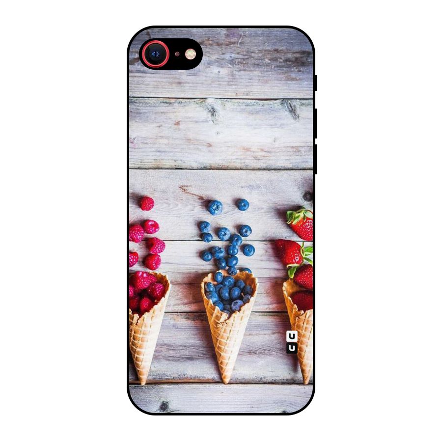 Cone Fruits Design Metal Back Case for iPhone SE 2022
