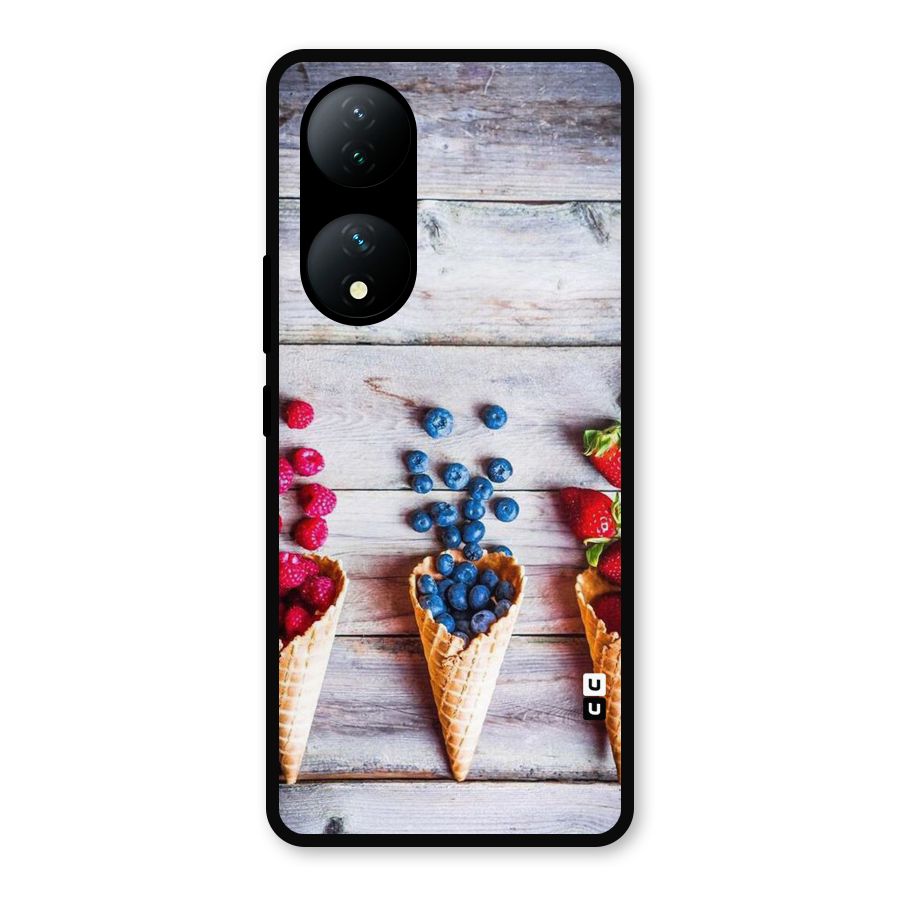 Cone Fruits Design Metal Back Case for iQOO Z7