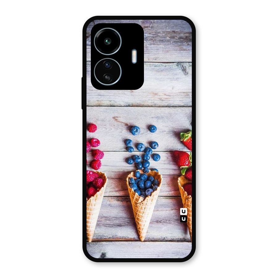 Cone Fruits Design Metal Back Case for vivo iQOO Z6 Lite 5G