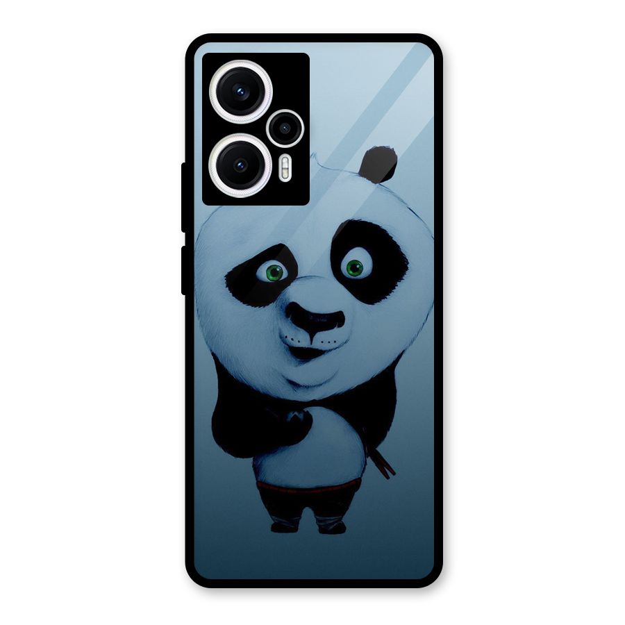 Confused Cute Panda Glass Back Case for Poco F5