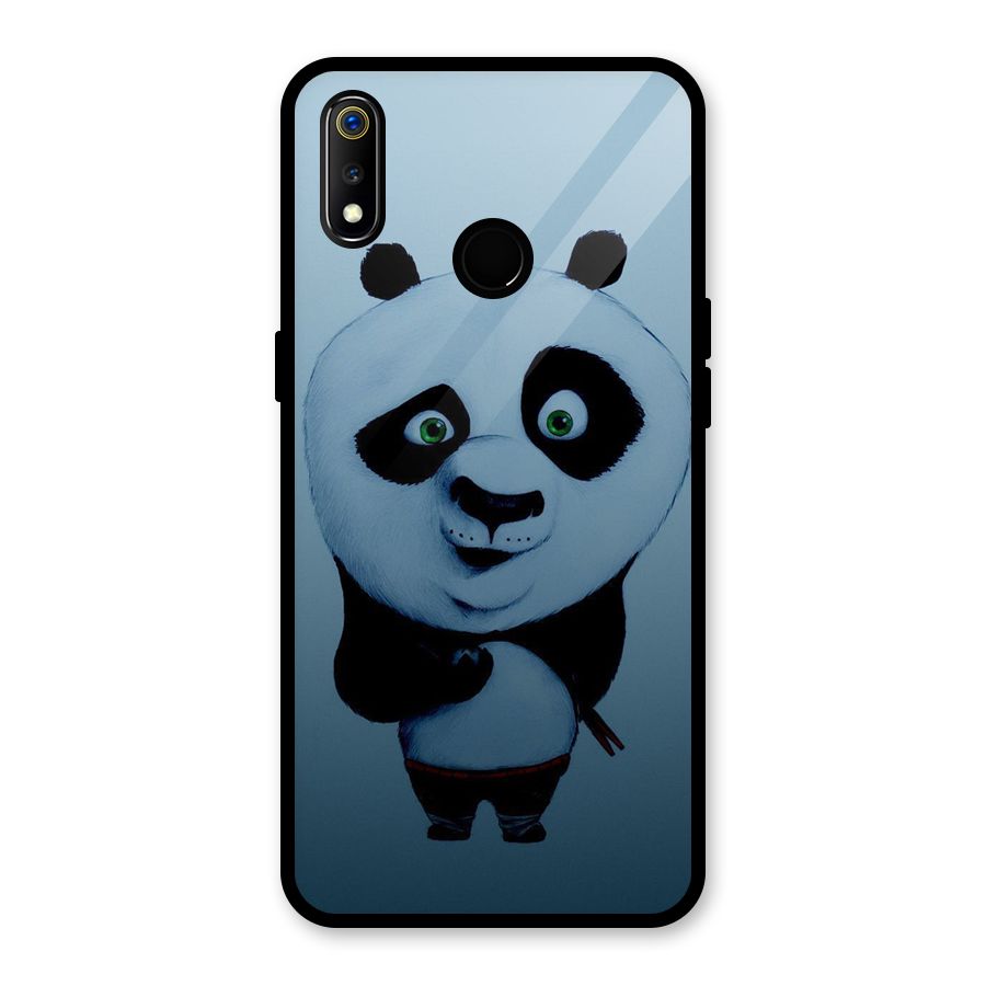 Confused Cute Panda Glass Back Case for Realme 3