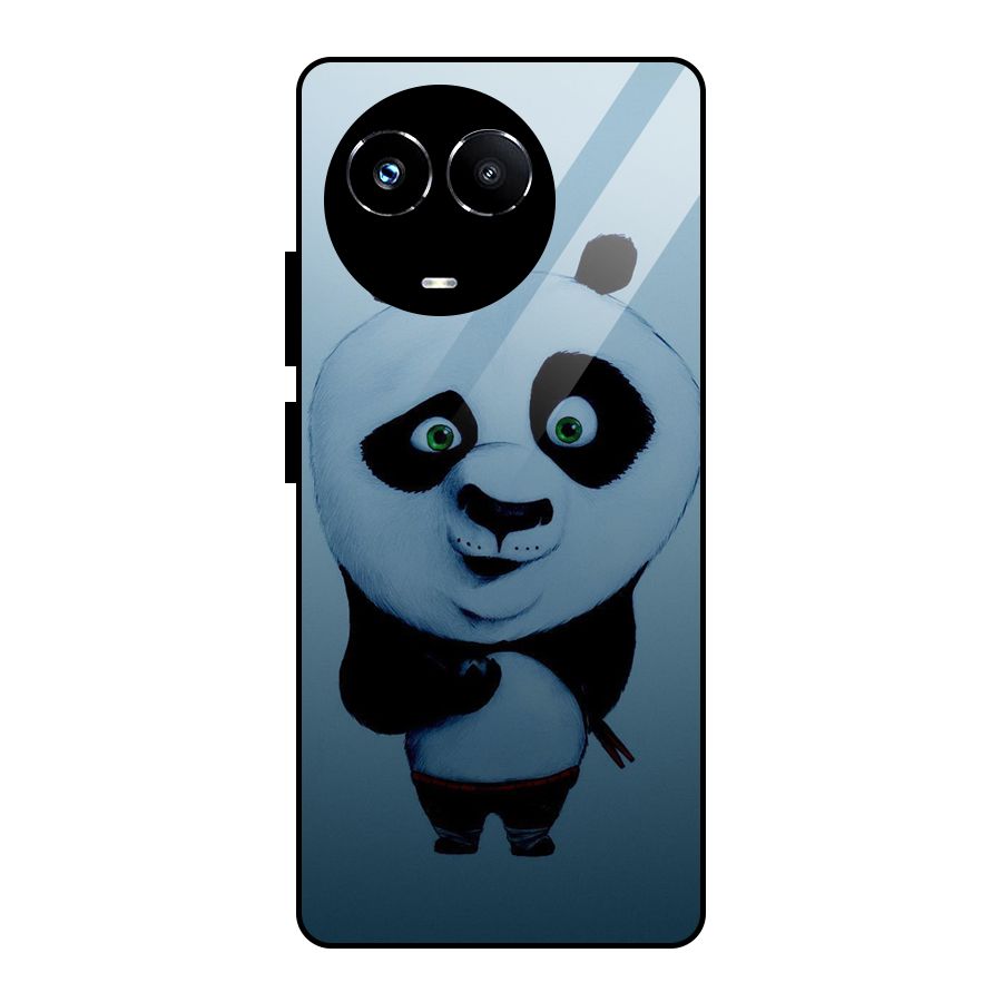 Confused Cute Panda Glass Back Case for Realme Narzo 60X