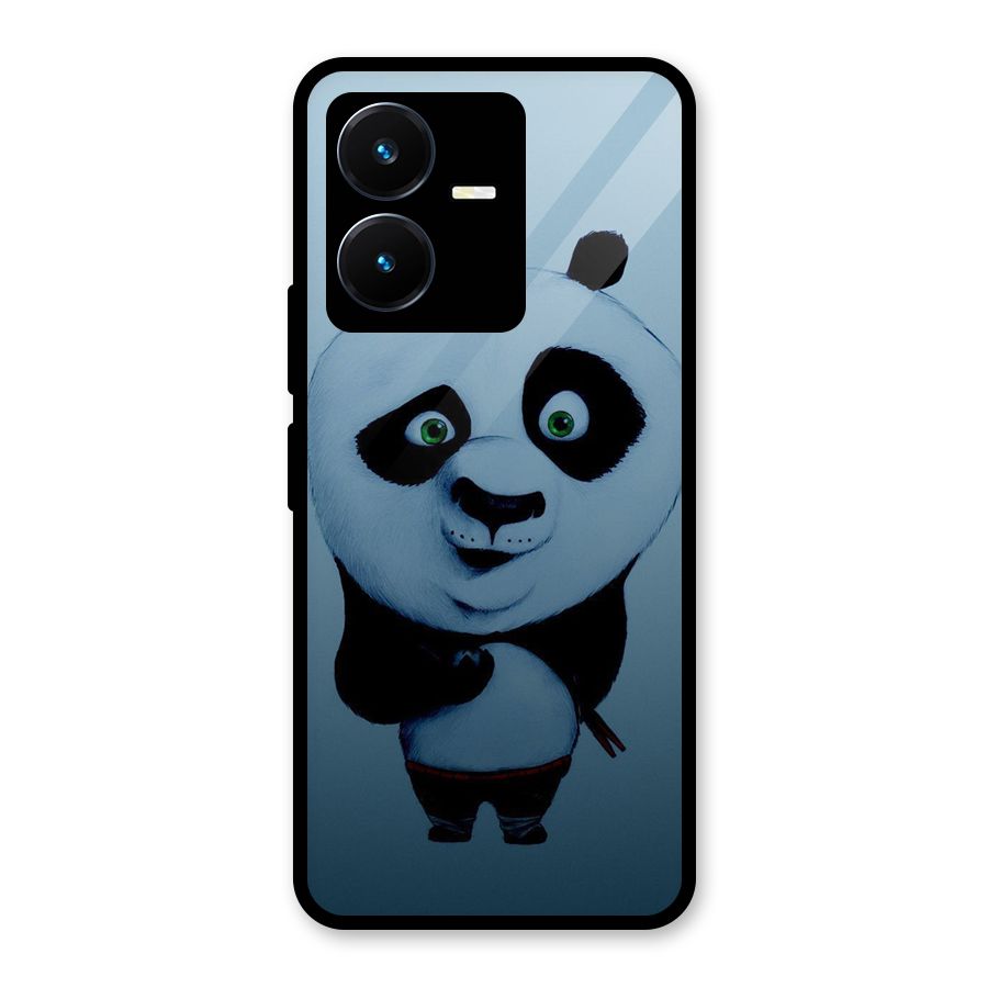 Confused Cute Panda Glass Back Case for Vivo Y22s