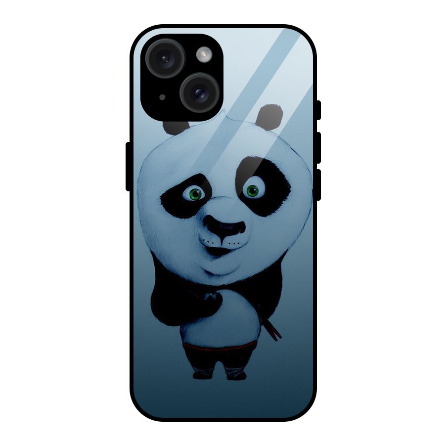 Confused Cute Panda Glass Back Case for iPhone 15