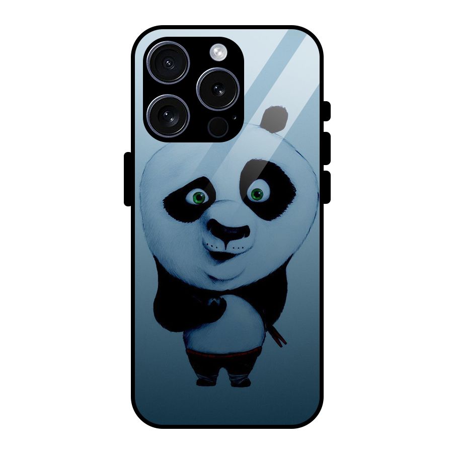 Confused Cute Panda Glass Back Case for iPhone 15 Pro
