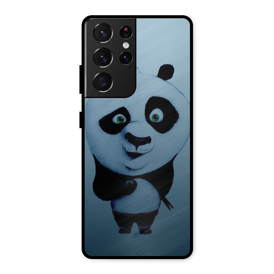Confused Cute Panda Metal Back Case for Galaxy S21 Ultra 5G