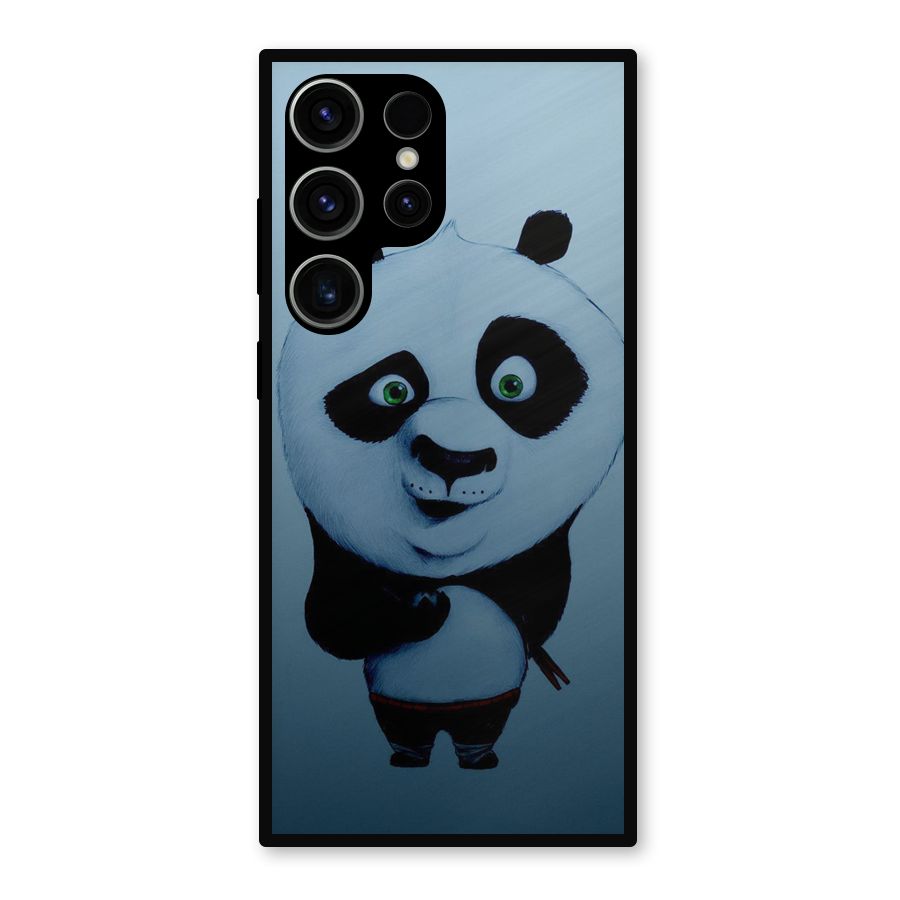 Confused Cute Panda Metal Back Case for Galaxy S23 Ultra