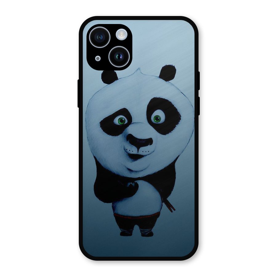 Confused Cute Panda Metal Back Case for iPhone 14