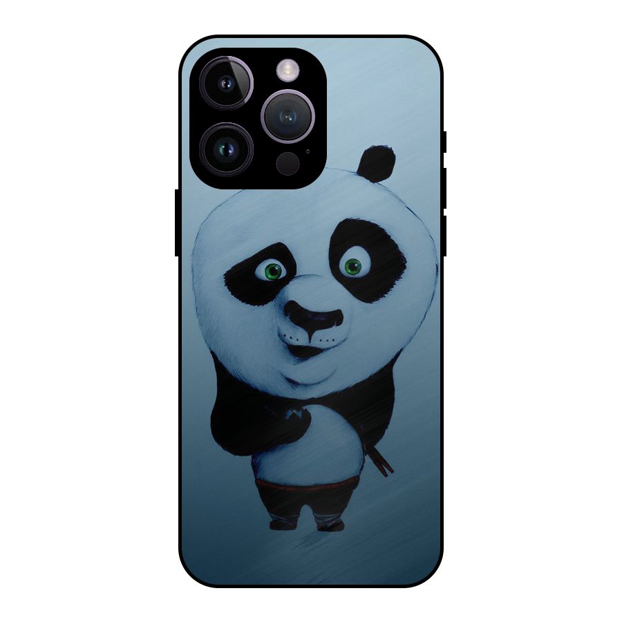 Confused Cute Panda Metal Back Case for iPhone 14 Pro Max