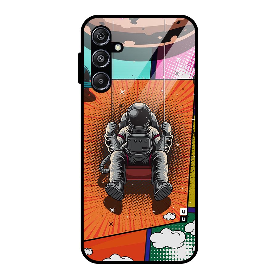 Cool Astraunaut Comic Swing Glass Back Case for Galaxy M34 5G