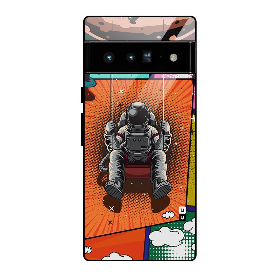 Cool Astraunaut Comic Swing Glass Back Case for Google Pixel 6 Pro