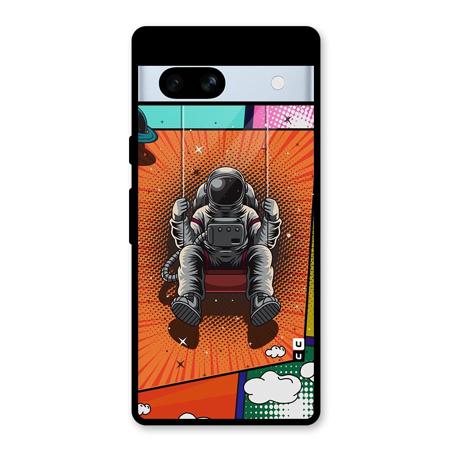 Cool Astraunaut Comic Swing Glass Back Case for Google Pixel 7a