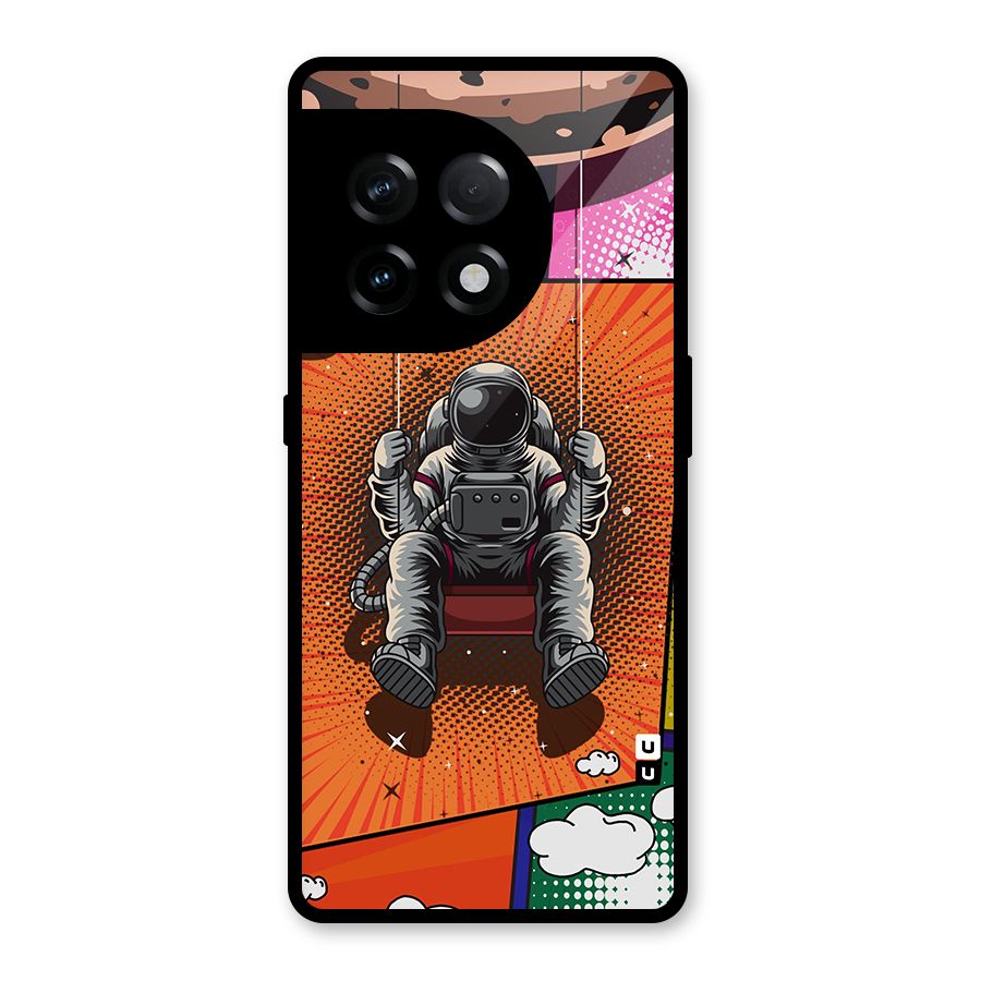 Cool Astraunaut Comic Swing Glass Back Case for OnePlus 11R