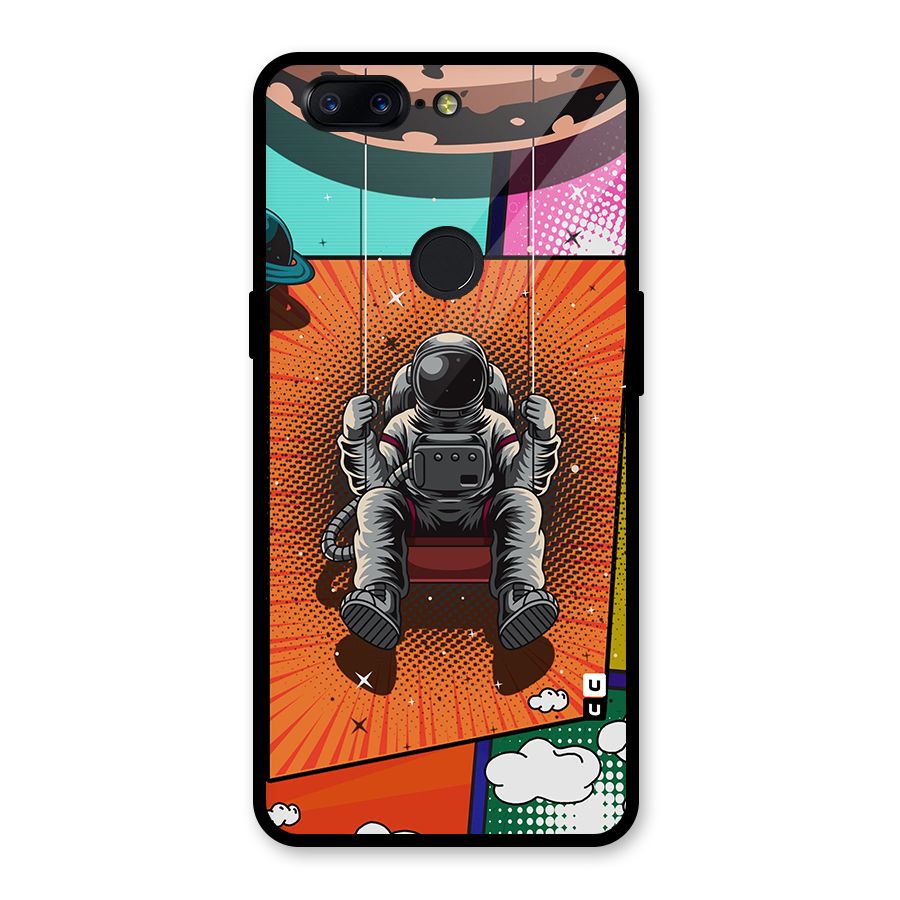 Cool Astraunaut Comic Swing Glass Back Case for OnePlus 5T