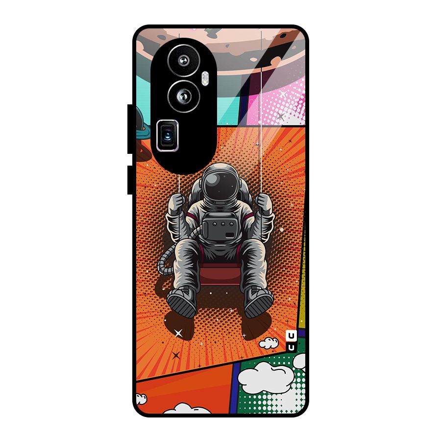 Cool Astraunaut Comic Swing Glass Back Case for Oppo Reno10 Pro Plus