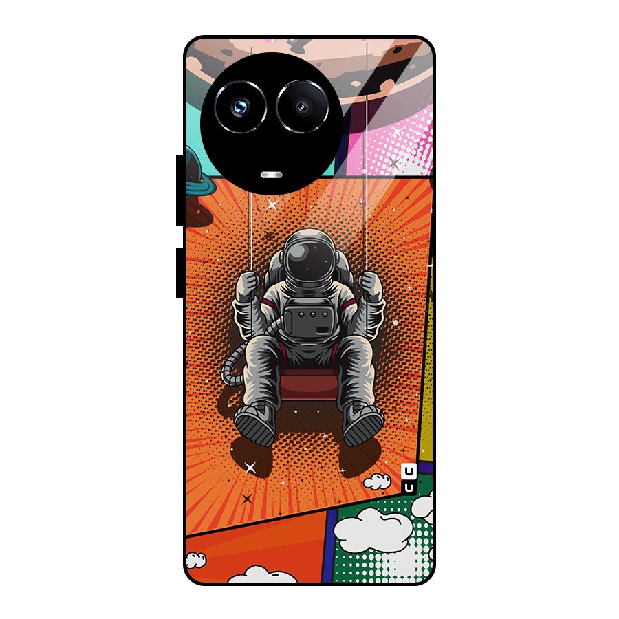 Cool Astraunaut Comic Swing Glass Back Case for Realme 11X