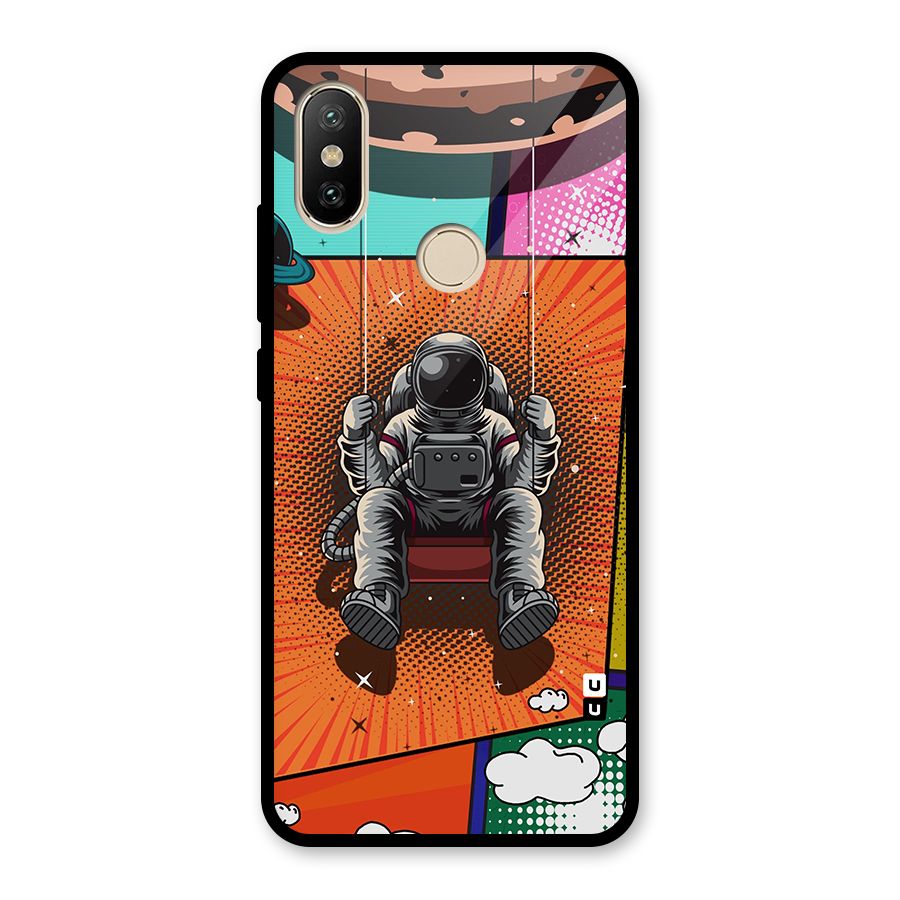 Cool Astraunaut Comic Swing Glass Back Case for Redmi A2