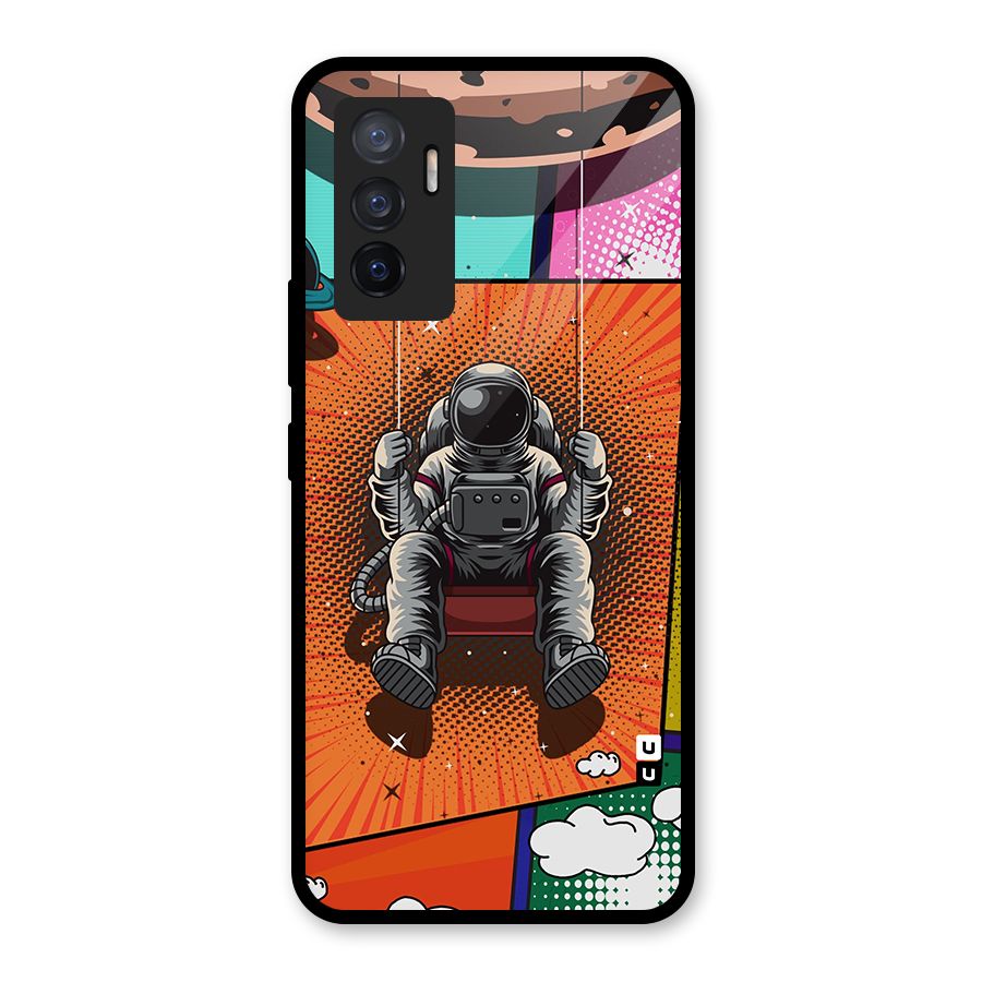 Cool Astraunaut Comic Swing Glass Back Case for Vivo V23e