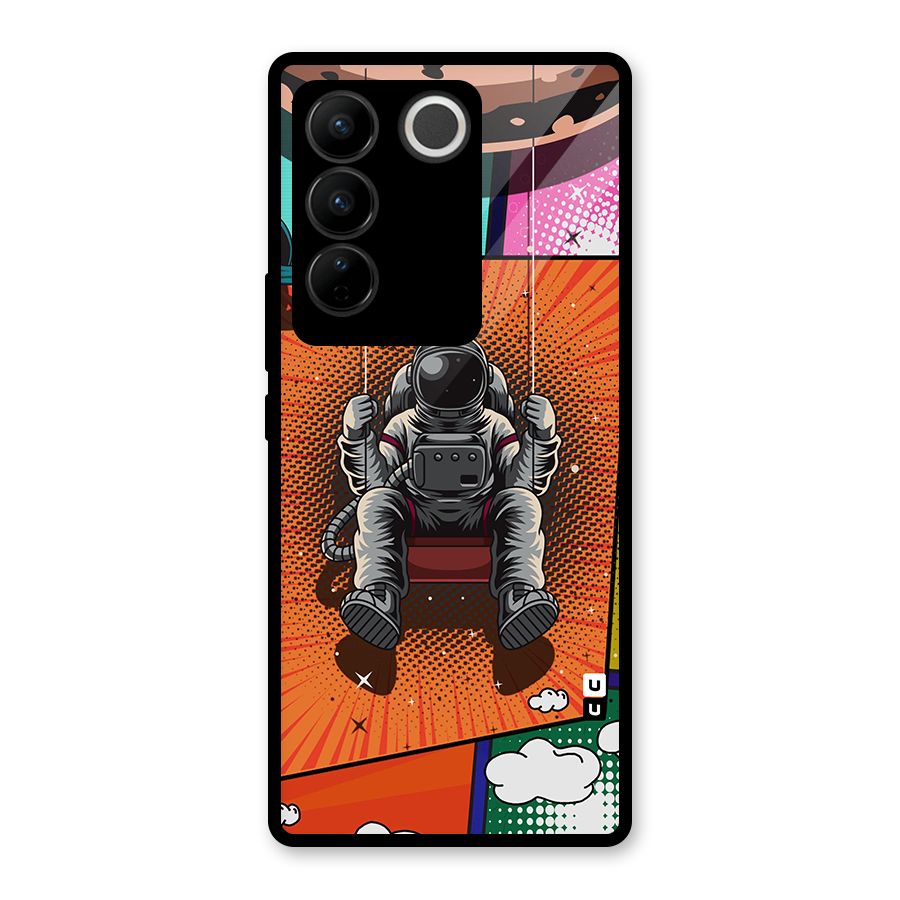 Cool Astraunaut Comic Swing Glass Back Case for Vivo V27 Pro