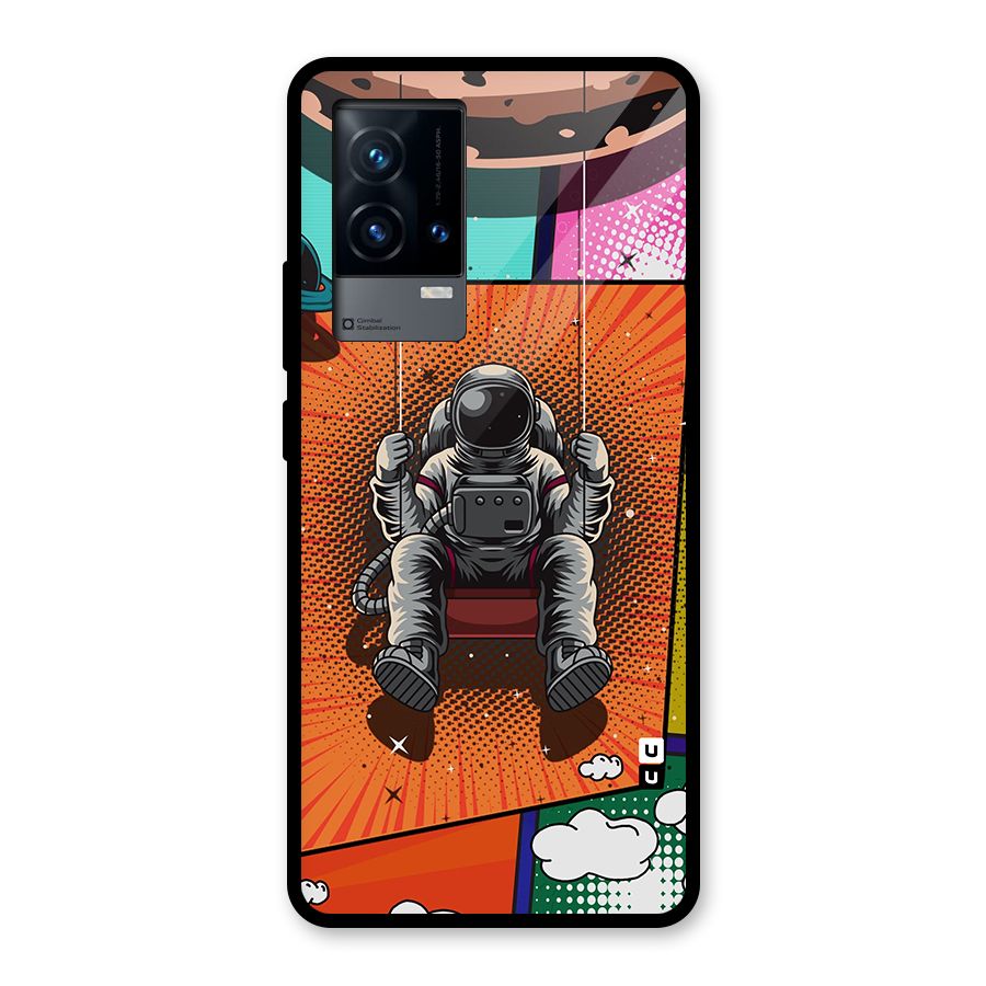 Cool Astraunaut Comic Swing Glass Back Case for iQOO 9 5G