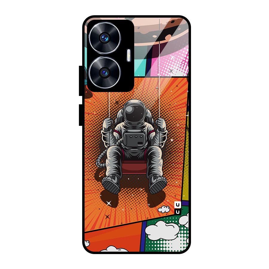Cool Astraunaut Comic Swing Glass Back Case for realme C55